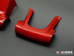 FIAT 500 Steering Wheel Trim Set - 2 pieces - Bottom Trim - Carbon Fiber Red Pearl Finish